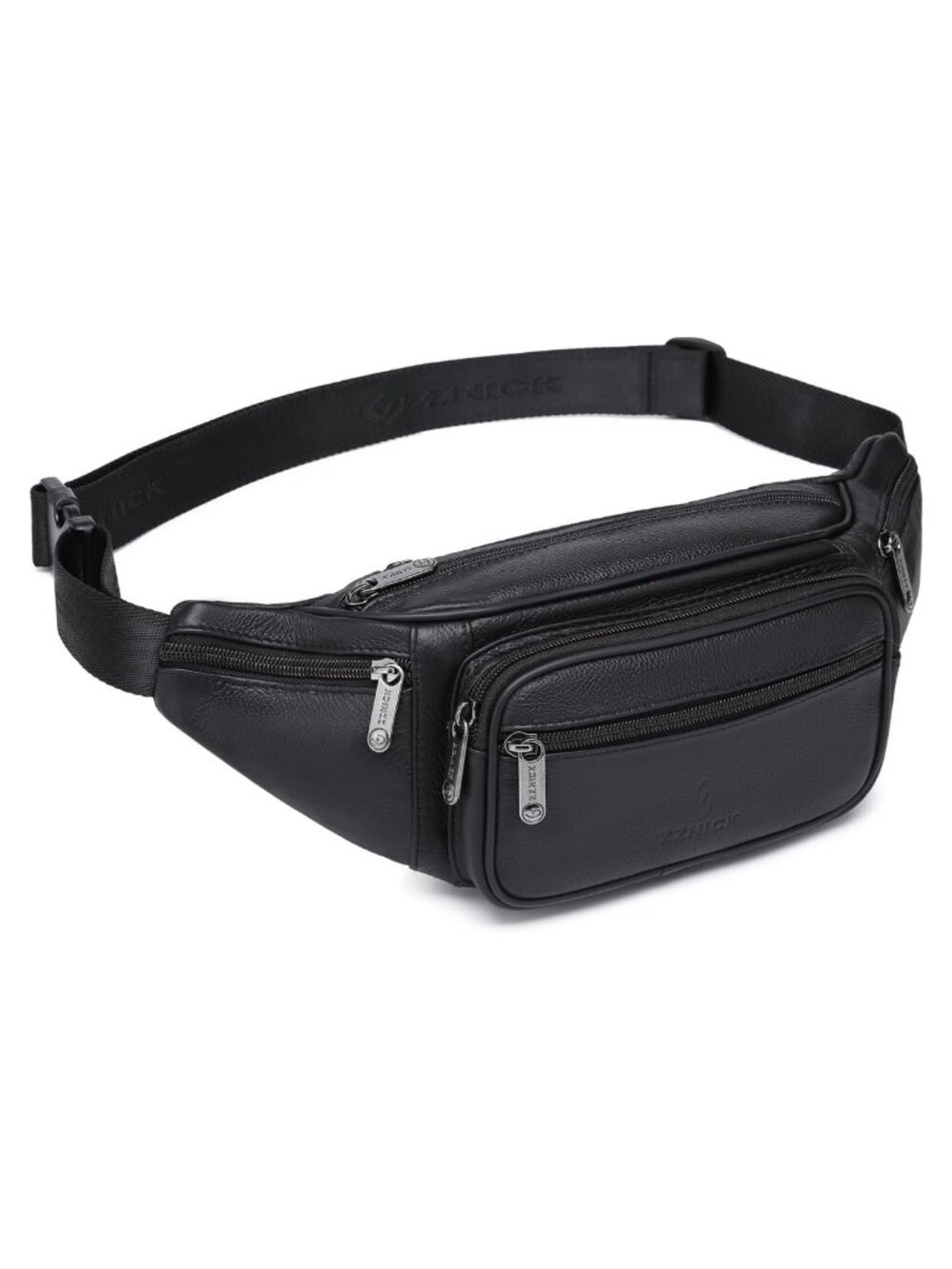 Genuine Leather Fanny Pack Waist Bag Adjustable Belt Multiple Pockets